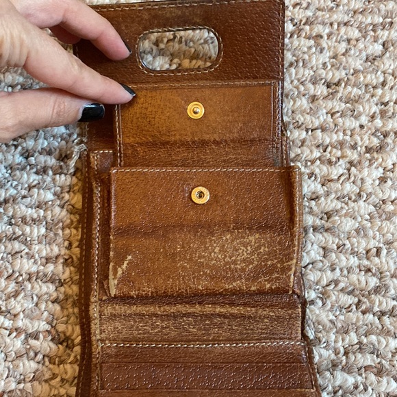 Vintage authentic brown leather and canvas bamboo Gucci wallet - Picture 4 of 11
